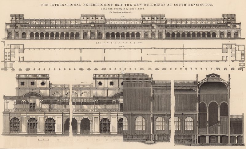1871 की अंतर्राष्ट्रीय प्रदर्शनी - दक्षिण केंसिंग्टन में नई इमारतें द्वारा अंग्रेजी स्कूल