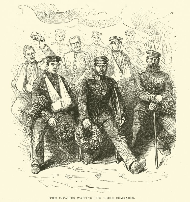 द इनवैलिड्स अपने साथियों के लिए इंतजार कर रहे हैं, 1871-2 द्वारा अंग्रेजी स्कूल