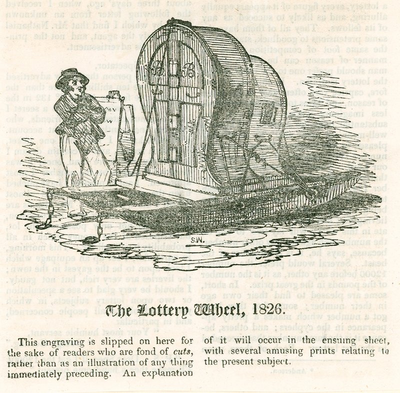 लास्ट लाटरी। लॉटरी व्हील, 1826 द्वारा अंग्रेजी स्कूल