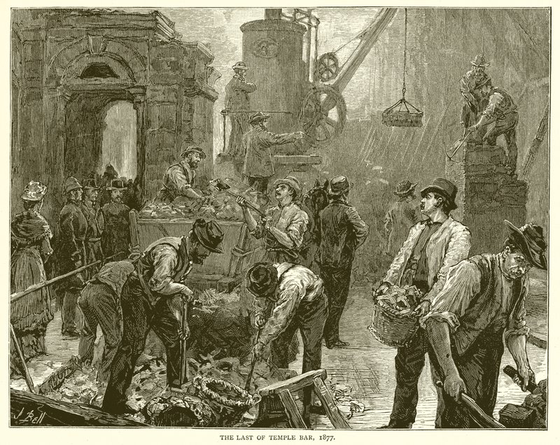 द लास्ट ऑफ टेम्पल बार, 1877 द्वारा अंग्रेजी स्कूल