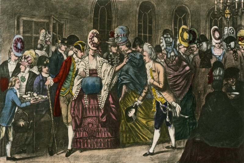1772 में फैशनेबल लोकप्रियता की ऊंचाई पर बैगनीज वेल्स में लंबा कमरा द्वारा अंग्रेजी स्कूल
