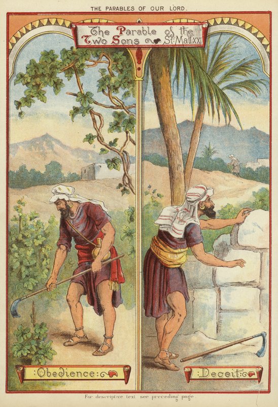 मसीह के दृष्टान्त: दो पुत्रों का दृष्टान्त (क्रोमोलिथो) द्वारा अंग्रेजी स्कूल