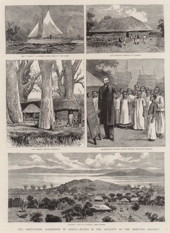 अफ्रीका में पुर्तगाली आक्रमण, विवादित जिले के इलाके में दृश्य (उत्कीर्णन) द्वारा अंग्रेजी स्कूल
