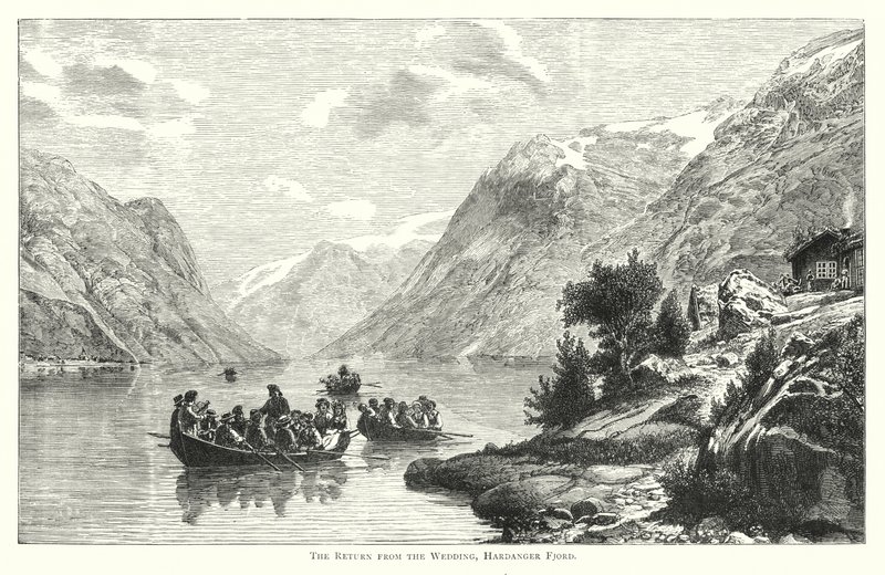 द रिटर्न फ्रॉम द वेडिंग, हार्डेंजर फोजर्ड (उत्कीर्णन) द्वारा अंग्रेजी स्कूल