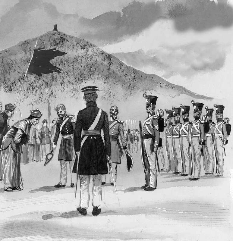 रॉयल मरीन हांगकांग के नए अधिग्रहण द्वीप पर कब्जा कर रहा है द्वारा अंग्रेजी स्कूल