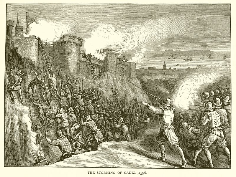 काडिज़ का तूफान, 1596 द्वारा अंग्रेजी स्कूल