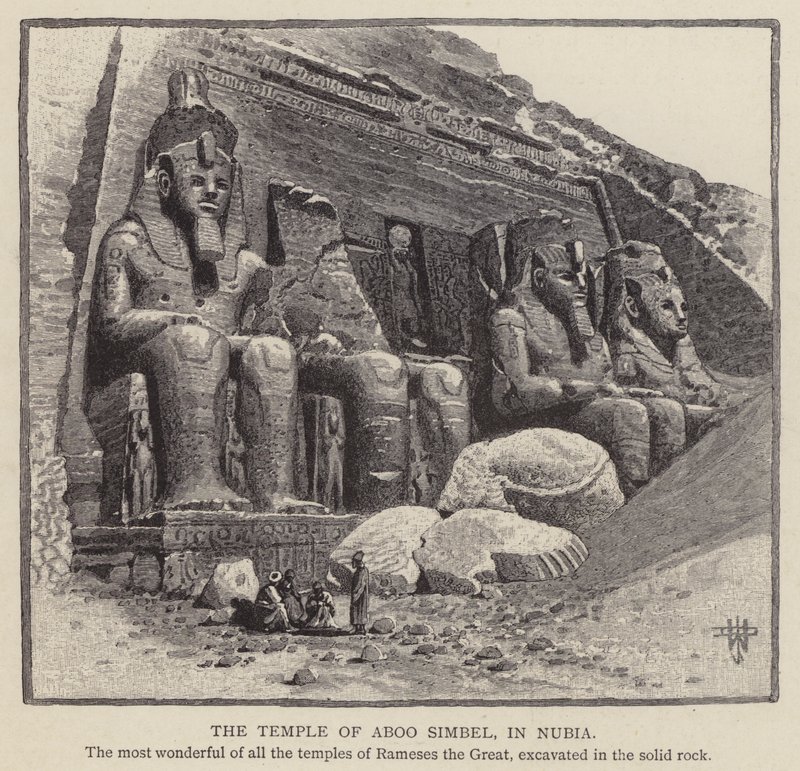 नूबिया में अबू सिंबल का मंदिर (उत्कीर्णन) द्वारा अंग्रेजी स्कूल