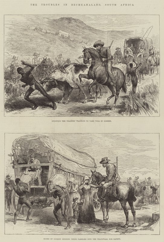 बेचुआनालैंड, दक्षिण अफ्रीका में परेशानी (उत्कीर्णन) द्वारा अंग्रेजी स्कूल