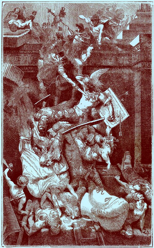 द वंडल्स इन रोम, द इलस्ट्रेटेड हिस्ट्री ऑफ़ द वर्ल्ड का चित्रण, c.1880 (डिजिटल रूप से उन्नत छवि) प्रकाशित द्वारा अंग्रेजी स्कूल