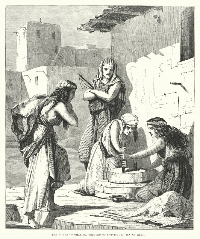कसदिया की महिलाएं दासता के लिए कम हो गईं, यशायाह XLVII (उत्कीर्णन) द्वारा अंग्रेजी स्कूल