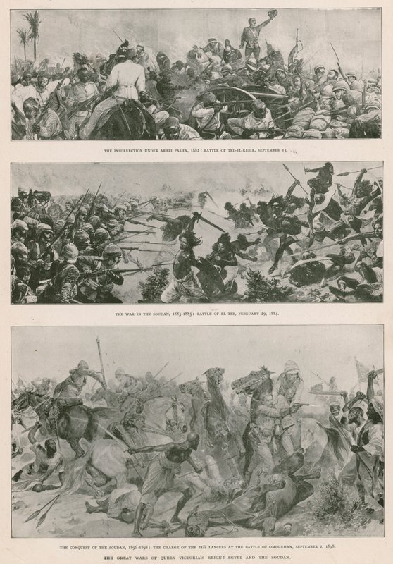 महारानी विक्टोरिया के शासनकाल के महान युद्ध: एंग्लो-मिस्र युद्ध (1882), महदी विद्रोह (1883-1885), और सूडान की ब्रिटिश विजय (1896-1898) (फोटोग्राव्योर) द्वारा अंग्रेजी स्कूल