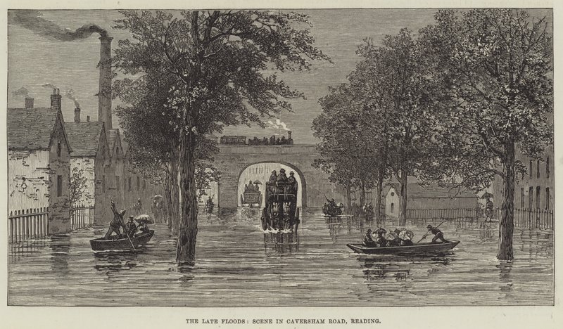 देर से बाढ़, Caversham रोड में दृश्य, पढ़ना (उत्कीर्णन) द्वारा अंग्रेजी स्कूल