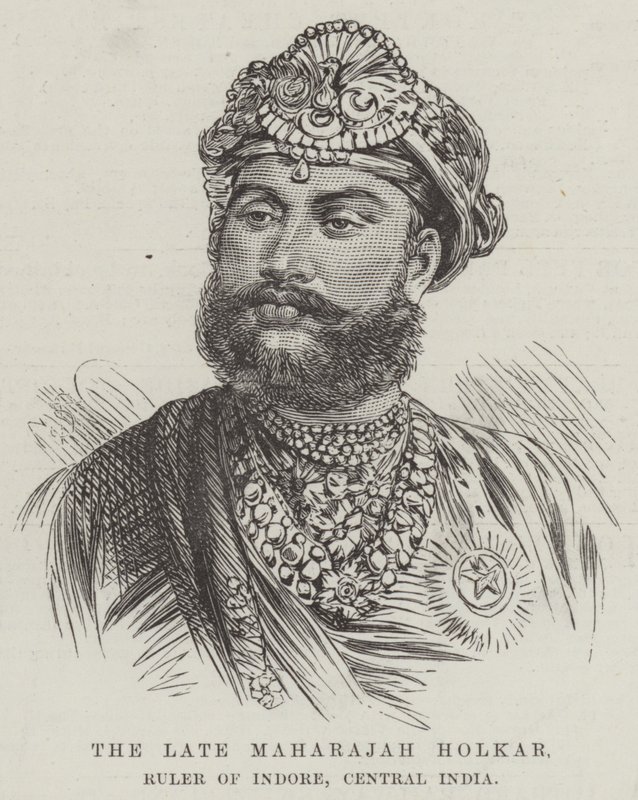 स्वर्गीय महाराजा होल्कर, इंदौर के शासक, मध्य भारत (उत्कीर्णन) द्वारा अंग्रेजी स्कूल