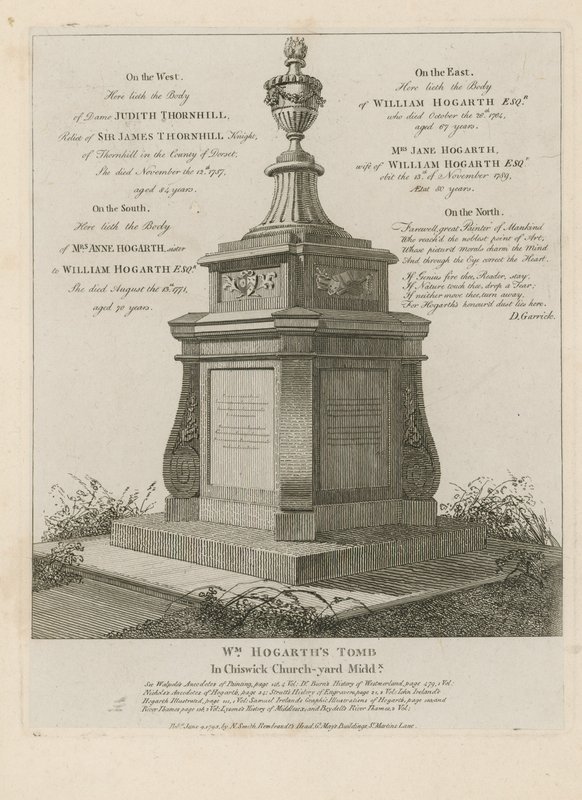 कलाकार WIlliam Hogarth की कब्र द्वारा अंग्रेजी स्कूल