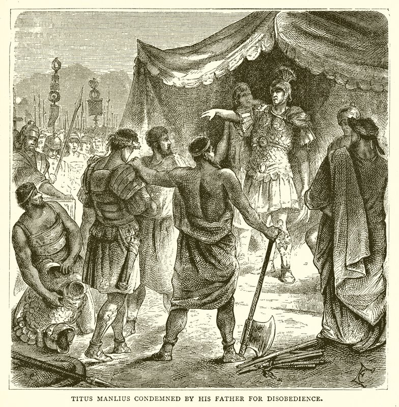 टाइटस मनालीस ने अपने पिता द्वारा अवज्ञा के लिए निंदा की द्वारा अंग्रेजी स्कूल
