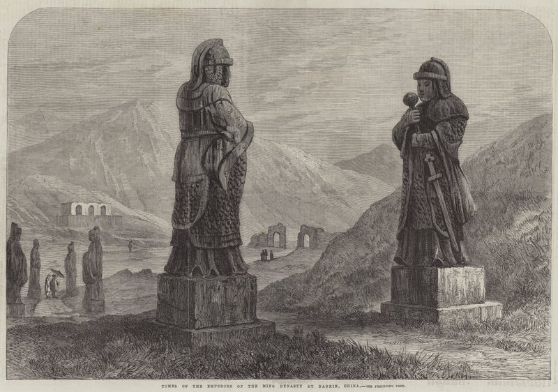 नानकिन, चीन में मिंग राजवंश के सम्राटों के मकबरे (उत्कीर्णन) द्वारा अंग्रेजी स्कूल