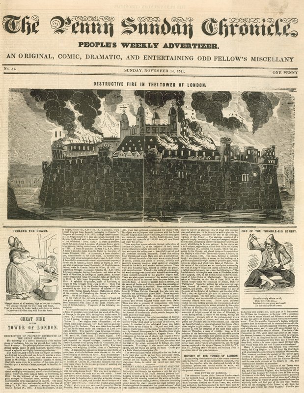 टॉवर ऑफ़ लंदन फायर, 1841 द्वारा अंग्रेजी स्कूल