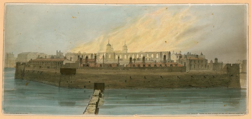 टॉवर ऑफ़ लंदन फायर, 1841 द्वारा अंग्रेजी स्कूल