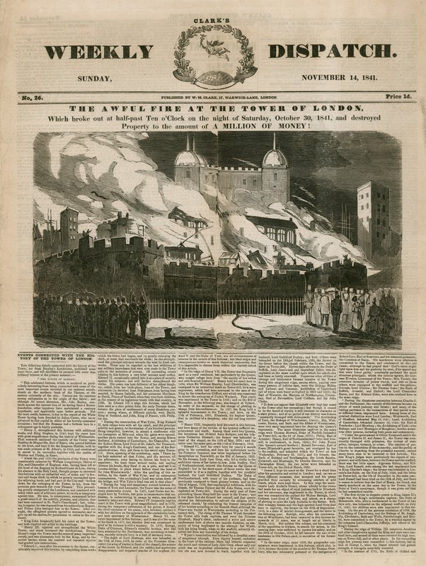 टॉवर ऑफ़ लंदन फायर, 1841 द्वारा अंग्रेजी स्कूल