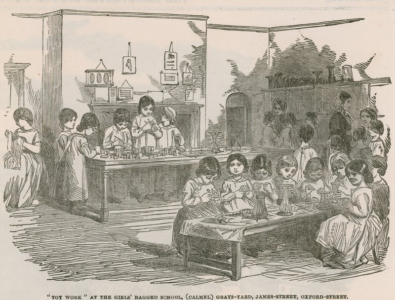 लड़कियों के स्कूल में खिलौने का काम, (ऊंट) ग्रेस यार्ड, जेम्स स्ट्रीट, ऑक्सफोर्ड स्ट्रीट द्वारा अंग्रेजी स्कूल
