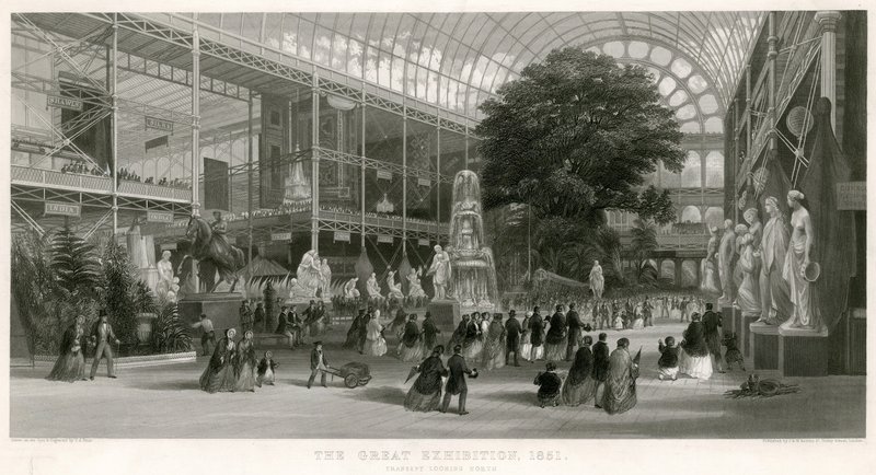 ट्रेन्सेप्ट लुकिंग नॉर्थ, ग्रेट एग्जिबिशन, 1851 द्वारा अंग्रेजी स्कूल