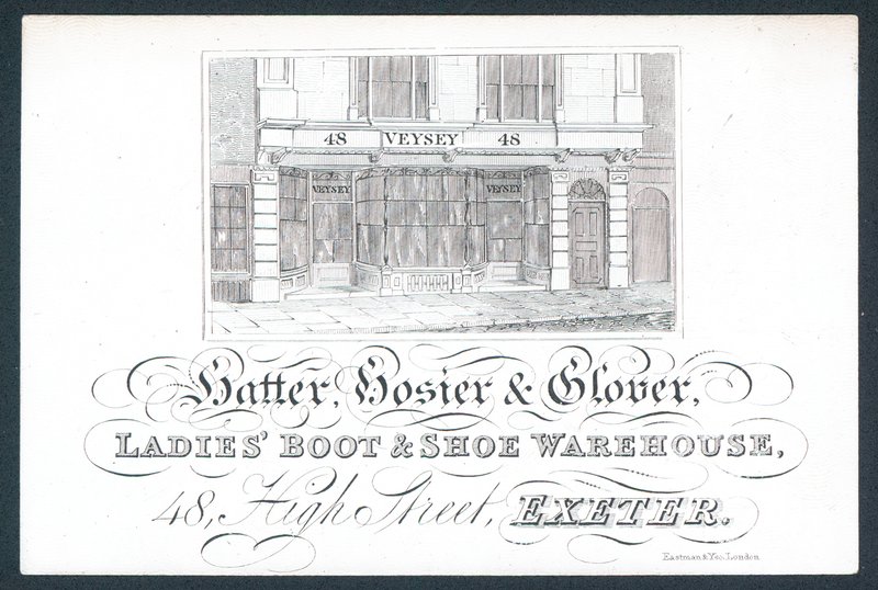 Veysey, hatter, hosier & glover, trade card द्वारा अंग्रेजी स्कूल