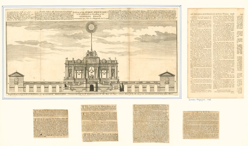 ऐक्स ला चैपल की शांति के लिए सार्वजनिक आतिशबाजी का दृश्य 1749 द्वारा अंग्रेजी स्कूल