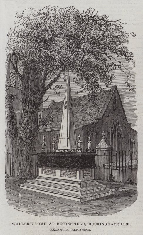 बकिंघमशायर के बीकनफील्ड में वालर का मकबरा, हाल ही में बहाल (उत्कीर्णन) द्वारा अंग्रेजी स्कूल