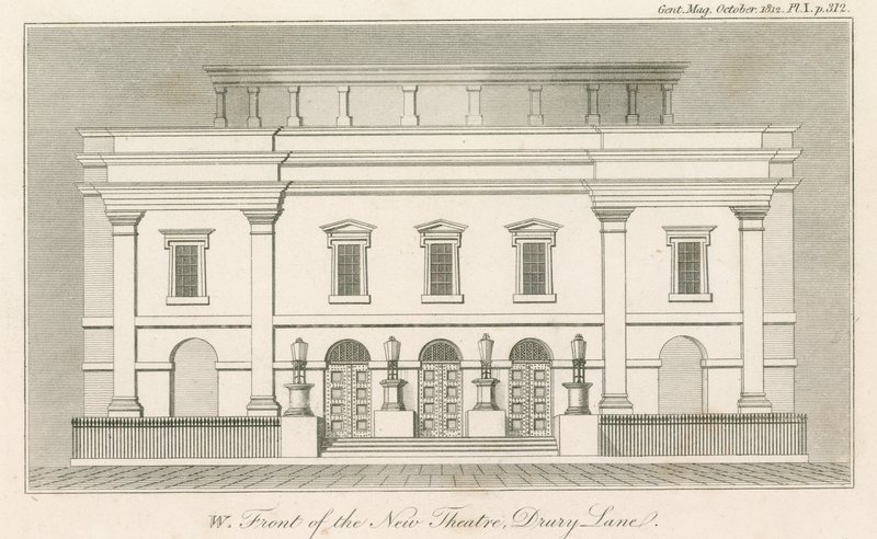 नए Drury Lane Theatre, London के सामने पश्चिम द्वारा अंग्रेजी स्कूल