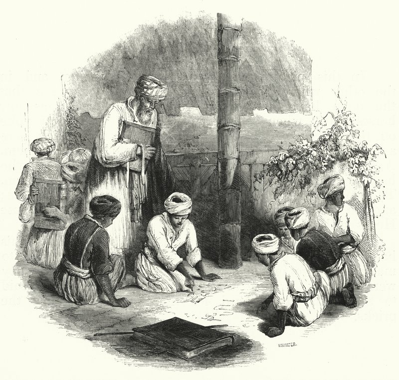 लेखन (उत्कीर्णन) द्वारा अंग्रेजी स्कूल