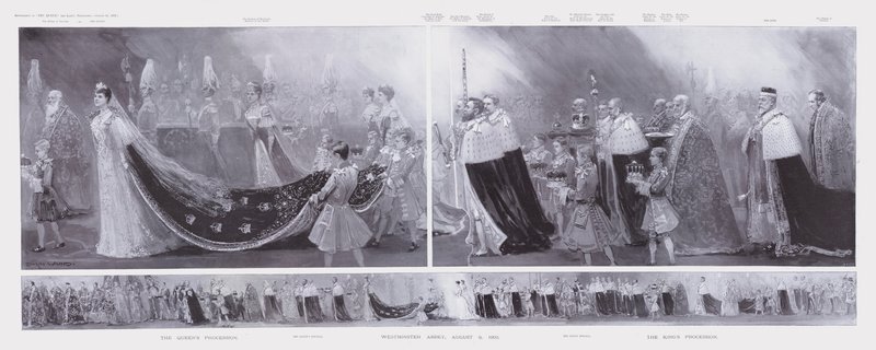 राजा और रानी के जुलूस, किंग एडवर्ड सप्तम और रानी एलेक्जेंड्रा का राज्याभिषेक, वेस्टमिंस्टर एब्बे, लंदन द्वारा एनोच वार्ड