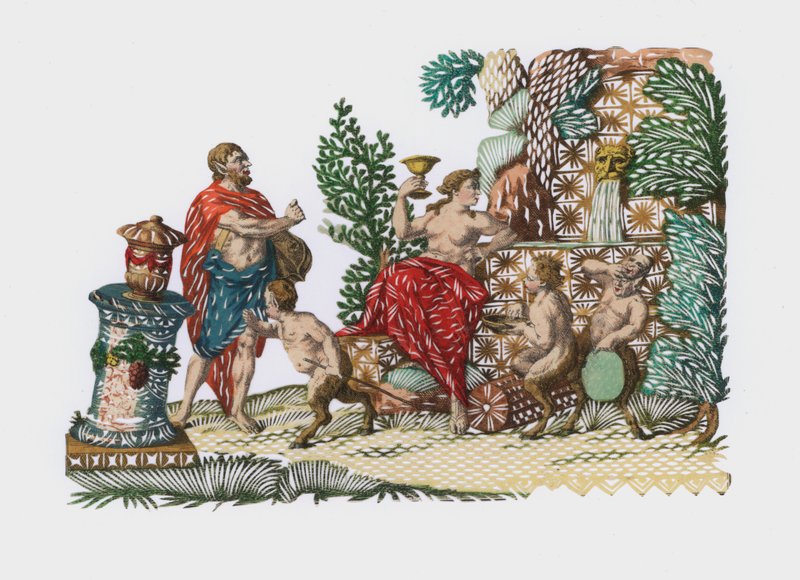 Bacchus और Ariadne (रंगीन उत्कीर्णन) द्वारा यूरोपीय स्कूल