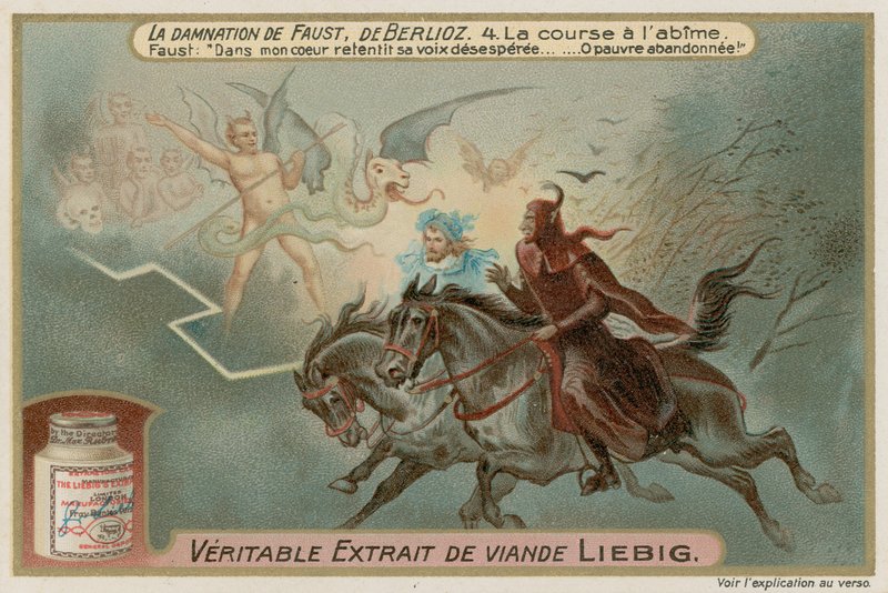 Faust और Mephistopheles राक्षसों की सवारी द्वारा यूरोपीय स्कूल