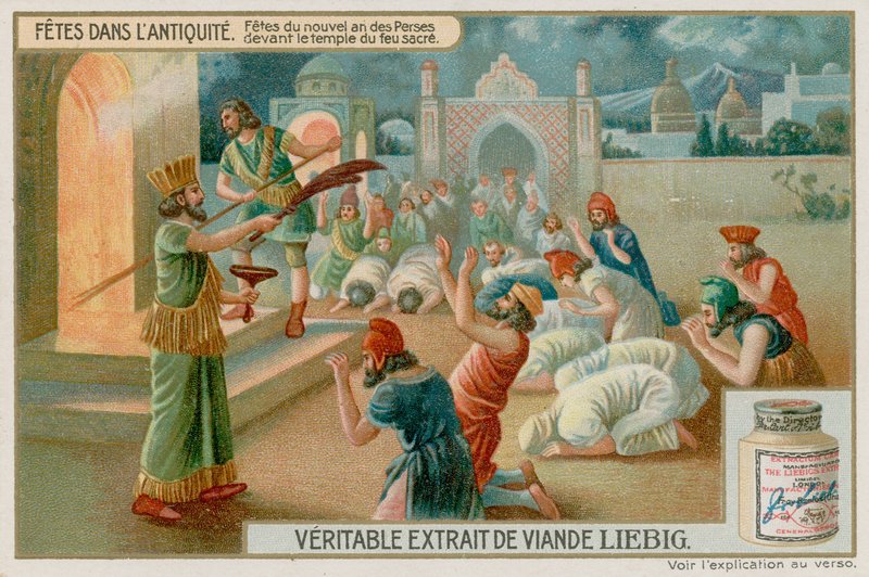पवित्र आग के मंदिर में प्राचीन फारस में नए साल का त्योहार द्वारा यूरोपीय स्कूल