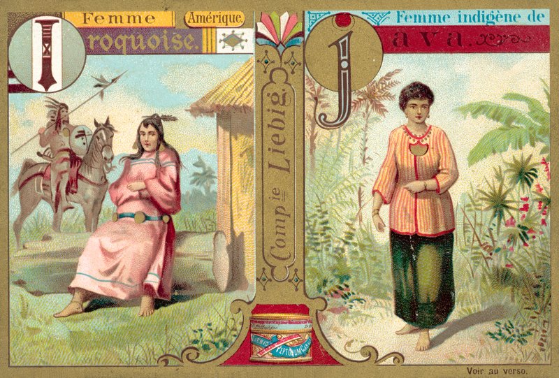 Iroquois और जावानीस महिलाएं (क्रोमोलिथो) द्वारा यूरोपीय स्कूल