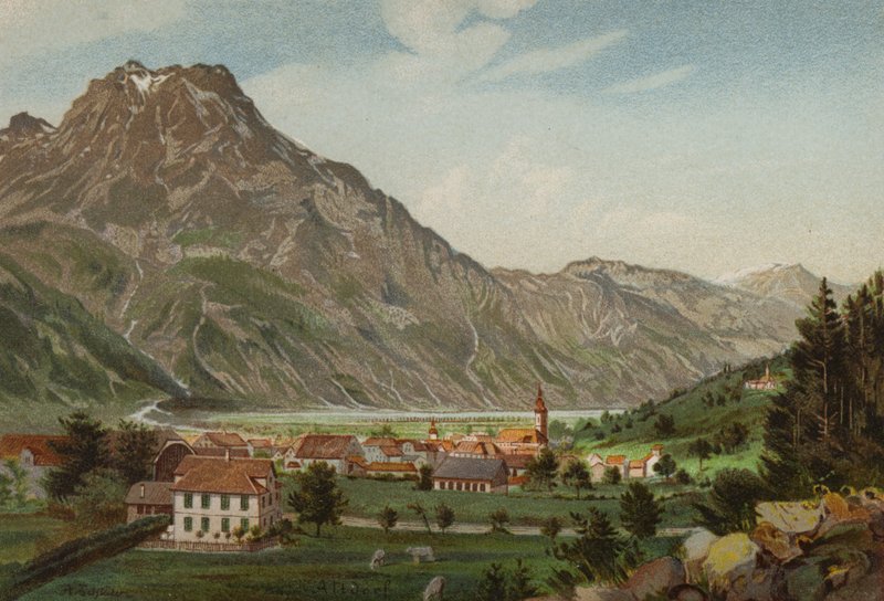 लेक ल्यूसर्न: Altdorf (रंग लिथो) द्वारा यूरोपीय स्कूल