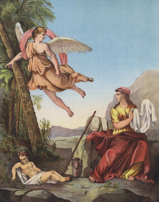 जंगल में हैगर और देवदूत द्वारा Eustache Le Sueur