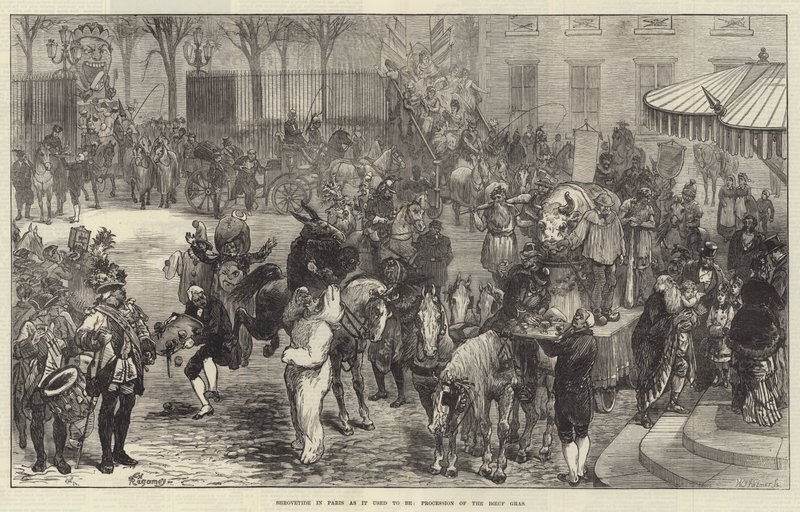 पेरिस में Shrovetide जैसा कि यह हुआ करता था, Boeuf Gras का जुलूस द्वारा फेलिक्स रेगी