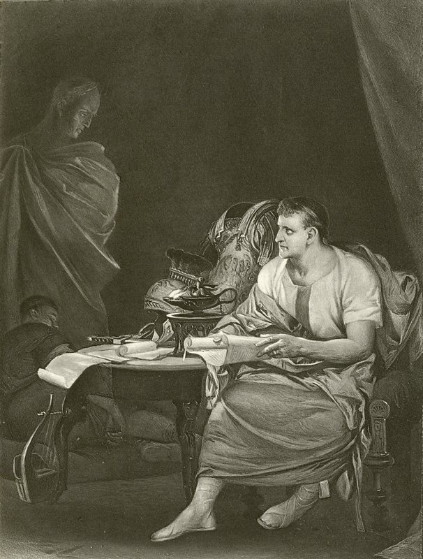 जूलियस सीज़र। अधिनियम IV, दृश्य III (गुरुत्वाकर्षण) द्वारा फेलिक्स ऑक्टेवियस कार डारले