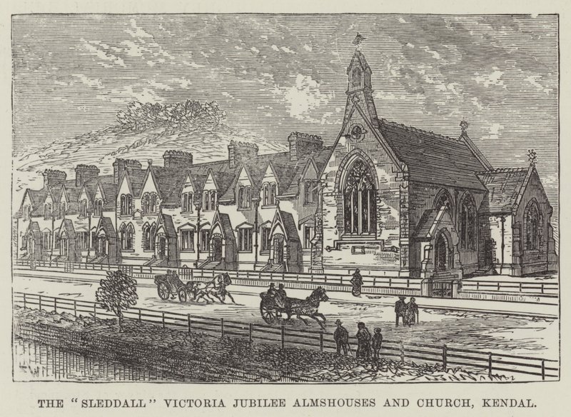 Sleddall विक्टोरिया जयंती Almshouses और चर्च, केंडल द्वारा फ्रैंक वॉटकिंस