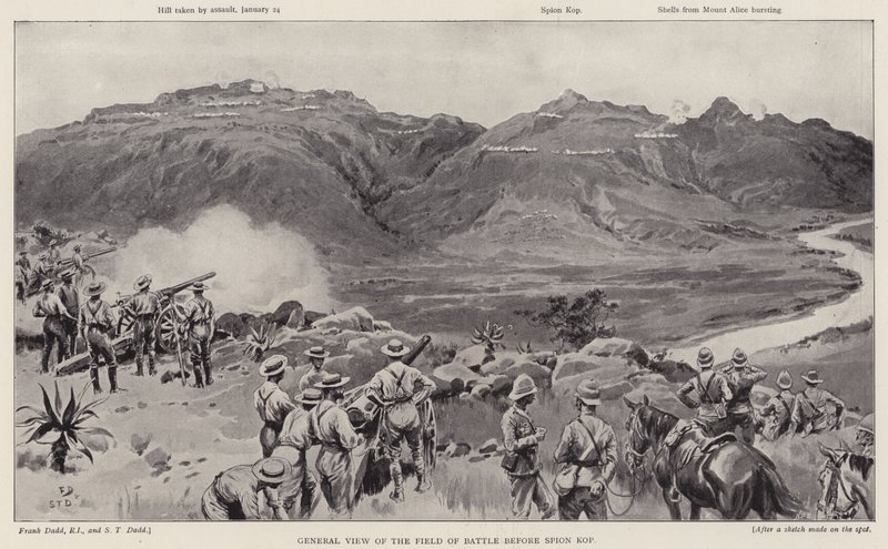 स्पियन कोप (लिथो) से पहले युद्ध के मैदान का सामान्य दृश्य द्वारा फ्रैंक (बाद में) डैडो