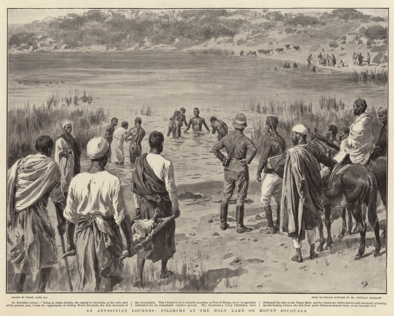 एक एबिसिनियन लूर्डेस, माउंट ज़ूक्वाला पर पवित्र झील में तीर्थयात्री द्वारा फ्रैंक डैड