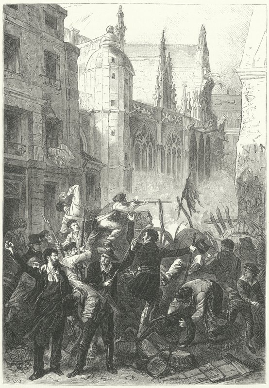 जून दिवस विद्रोह, 1848 की क्रांति, पेरिस (उत्कीर्णन) द्वारा फ्रेडरिक थियोडोर (बाद) लिक्स