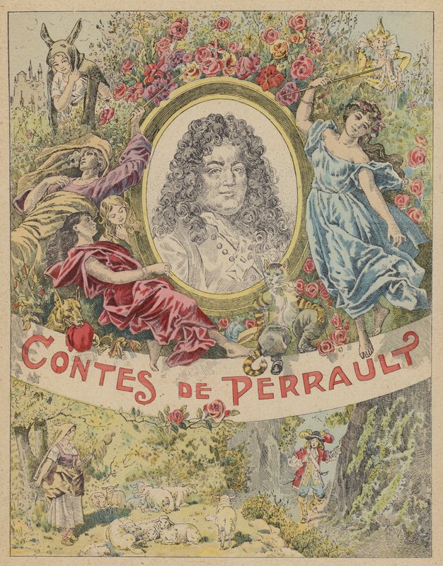 Les Contes de Perrault (कलर लिथो) के लिए शीर्षक पृष्ठ चित्रण द्वारा फ्रेडरिक थियोडोर (बाद) लिक्स