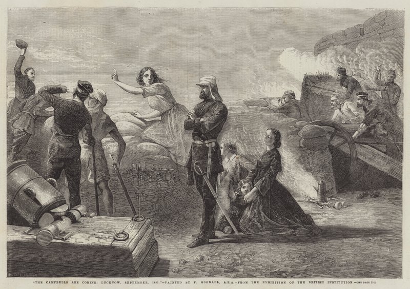 कैंपबेल आ रहे हैं, लखनऊ, 1857 सितंबर द्वारा फ्रेडरिक गुडॉल