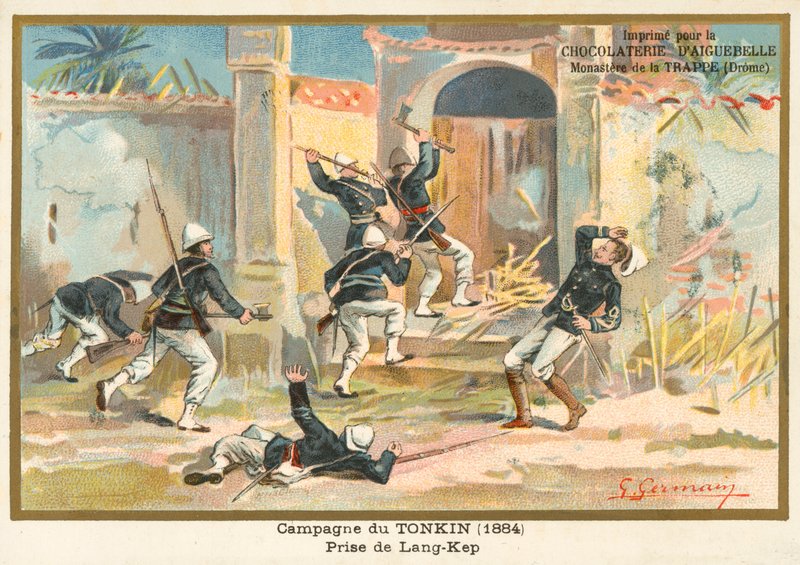 केप, टोनकिन, चीन-फ्रांसीसी युद्ध, 1884 पर कब्जा करने वाले फ्रांसीसी सैनिक द्वारा फ्रेंच स्कूल