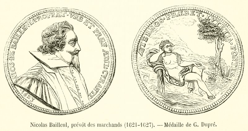 निकोलस बैलेउल, प्रीवॉट मर्चेंट्स, 1621-1627, मेडल ऑफ जी डुप्रे द्वारा फ्रेंच स्कूल