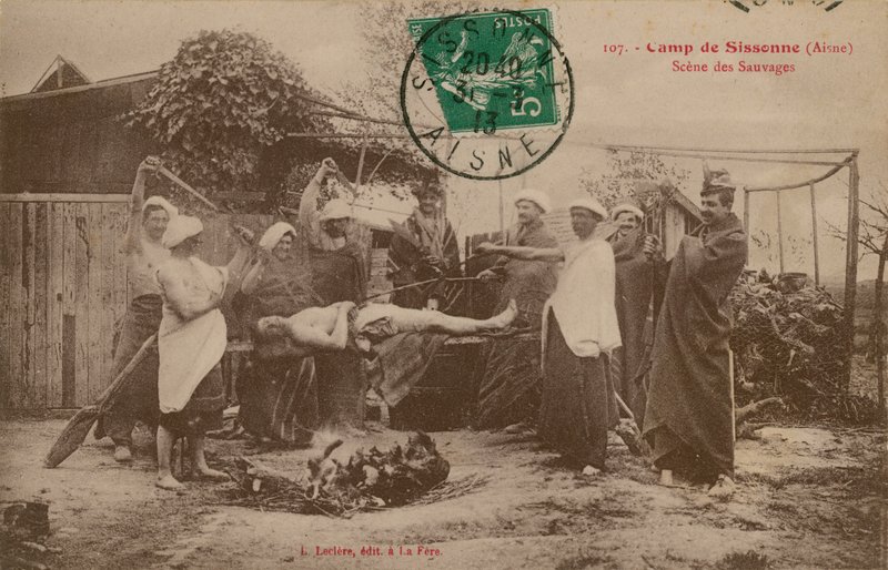 कैंप सिसोन, ऐस्ने, फ्रांस में। 1913 में पोस्टकार्ड भेजा गया। द्वारा फ्रेंच फोटोग्राफर