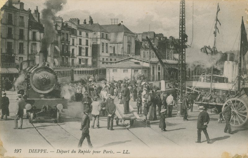 पेरिस के प्रस्थान Dieppe से। 1913 में पोस्टकार्ड भेजा गया। द्वारा फ्रेंच फोटोग्राफर