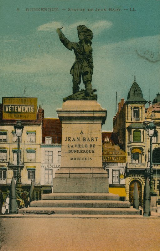 डनकर्क - जीन बार्ट की मूर्ति। 1913 में पोस्टकार्ड भेजा गया। द्वारा फ्रेंच फोटोग्राफर
